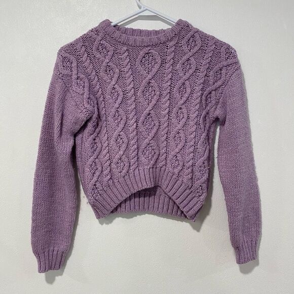 Rockets of Awesome Girls Purple Cable Knit Sweater Size 10 - Picture 1 of 4